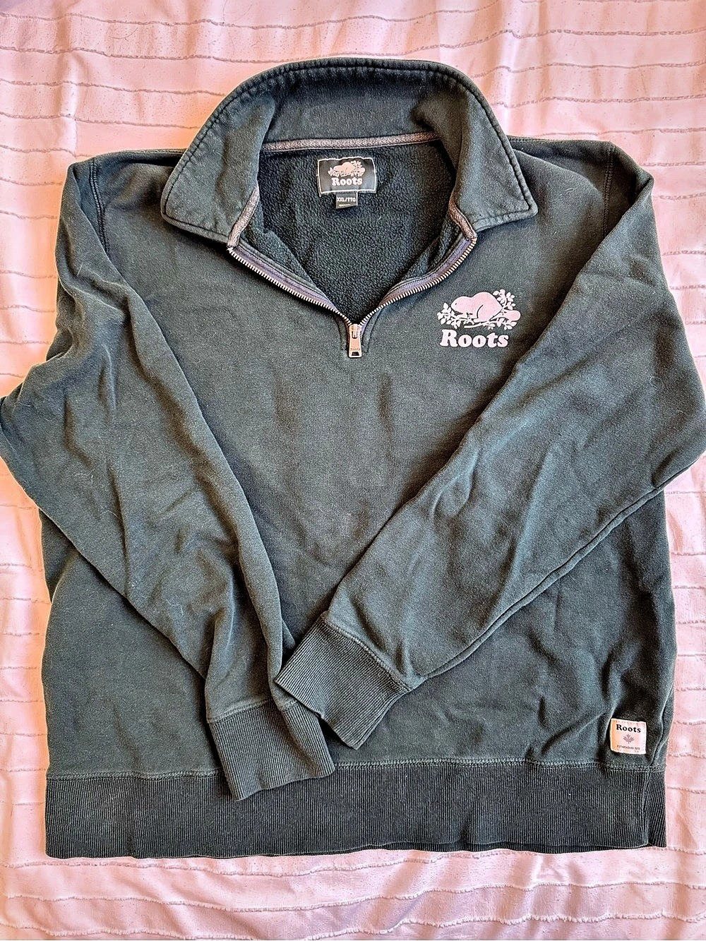 Roots 1/4 Zip Sweatshirt Green Pullover